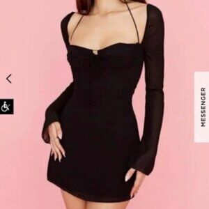 House of CB "Babydoll" Black Chiffon Halter Mini Dress